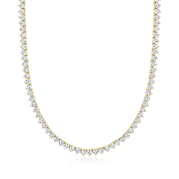 20.00 ct. t.w. CZ Tennis Necklace in 18kt Gold Over Sterling