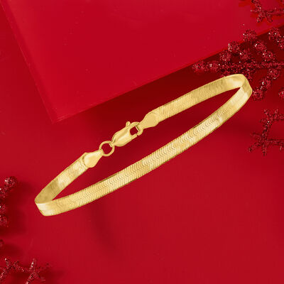 4mm 14kt Yellow Gold Herringbone Bracelet