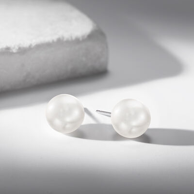 8-8.5mm Cultured Akoya Pearl Stud Earrings in 14kt White Gold