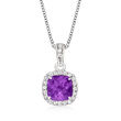 .80 Carat Amethyst Pendant Necklace with .20 ct. t.w. White Topaz in Sterling Silver