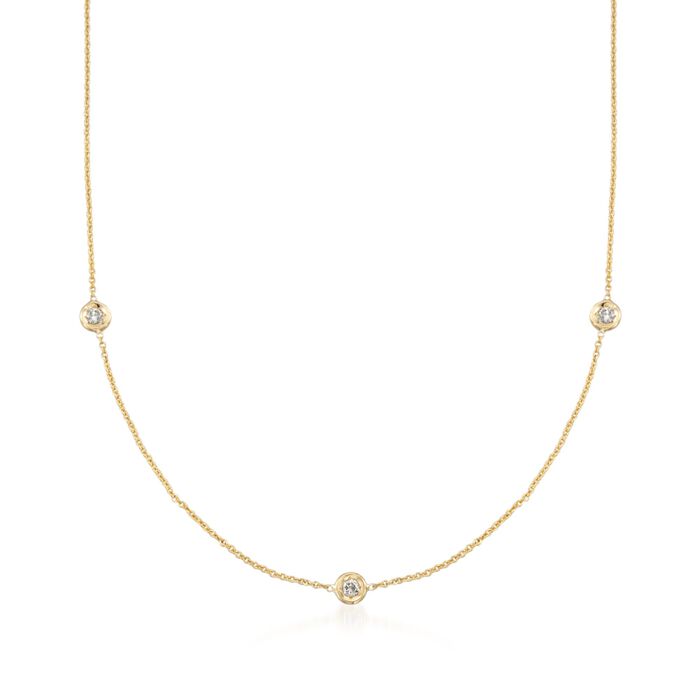 Roberto Coin .15 ct. t.w. Diamond Station Necklace in 18kt Yellow Gold