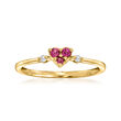 .10 ct. t.w. Rhodolite Garnet Heart Ring with Diamond Accents in 14kt Yellow Gold