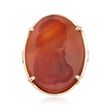 C. 1950 Vintage Carved Agate Cameo Ring in 14kt Yellow Gold