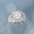 2.62 ct. t.w. CZ and .50 ct. t.w. Simulated Aquamarine Ring in Sterling Silver