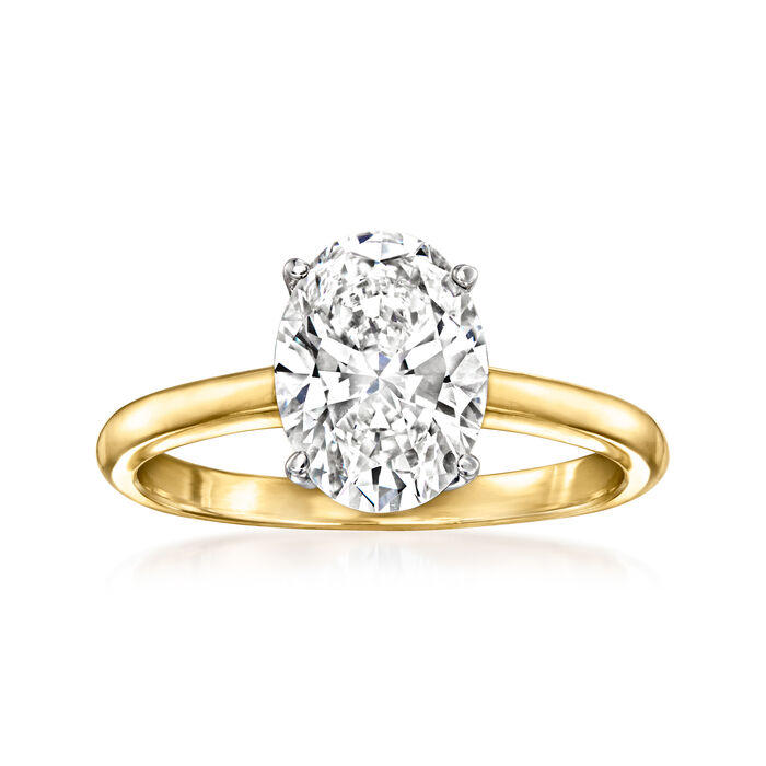 2.00 Carat Oval Lab-Grown Diamond Solitaire Ring in 14kt Yellow Gold