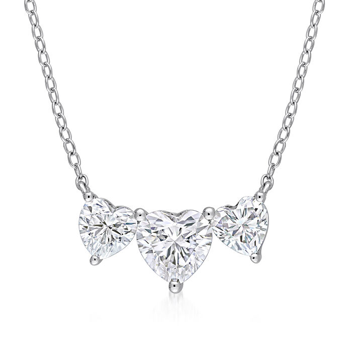 2.00 ct. t.w. Moissanite Three-Heart Necklace in Sterling Silver