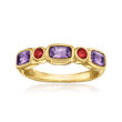 .60 ct. t.w. Amethyst and .10 ct. t.w. Ruby Ring in 14kt Yellow Gold