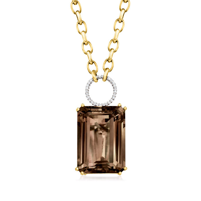 50.00 Carat Smoky Quartz and .23 ct. t.w. Diamond Necklace in 14kt Two-Tone Gold
