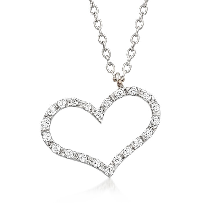 C. 1990 Vintage .20 ct. t.w. Diamond Heart Necklace in 14kt White Gold