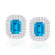 2.60 ct. t.w. Swiss Blue Topaz Earrings with .74 ct. t.w. Diamonds in 14kt White Gold