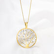 Italian Sterling Silver and 18kt Gold Over Sterling Tree of Life Pendant Necklace