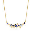 .60 ct. t.w. Scattered-Sapphire Necklace with Diamond Accents in 14kt Yellow Gold