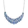Blue Opal Doublet Mosaic Bib Necklace in Sterling Silver