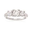 C. 1960 Vintage 1.40 ct. t.w. Diamond Three-Stone Engagement Ring in Platinum