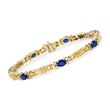 C. 1990 Vintage 3.85 ct. t.w. Sapphire and .55 ct. t.w. Diamond Bracelet in 14kt Yellow Gold
