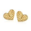 C. 1980 Vintage .50 ct. t.w. Diamond Heart Earrings in 18kt Yellow Gold