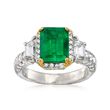 C. 1990 Vintage Michael Beaudry 2.45 Carat Emerald and 1.50 ct. t.w. Diamond Ring in Platinum