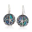 Abalone Shell Starfish Drop Earrings in Sterling Silver