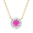 .10 Carat Pink Topaz Necklace with Diamond Accents in 14kt Yellow Gold