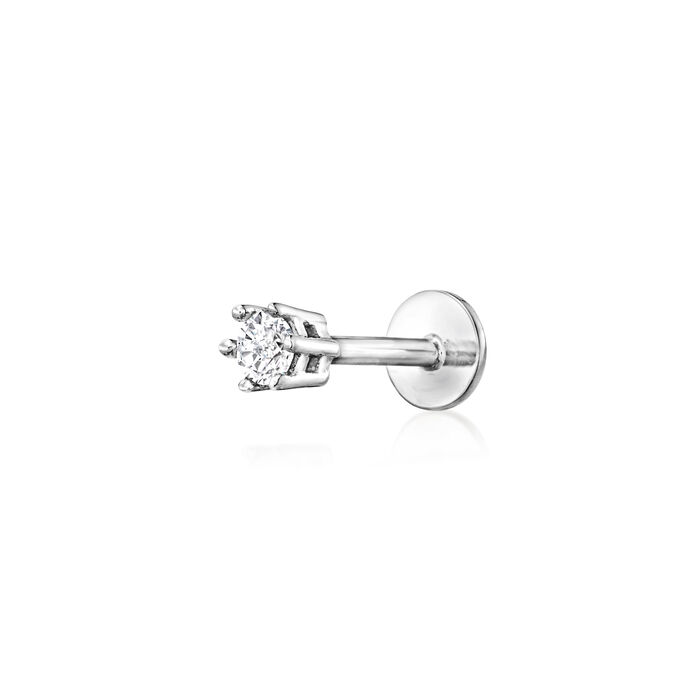 Diamond-Accented Single Flat-Back Stud Earring in Sterling Silver