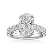 4.00 ct. t.w. Oval and Round Lab-Grown Diamond Ring in 14kt White Gold