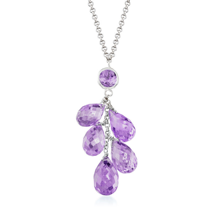 21.80 ct. t.w. Amethyst Cluster Necklace in Sterling Silver