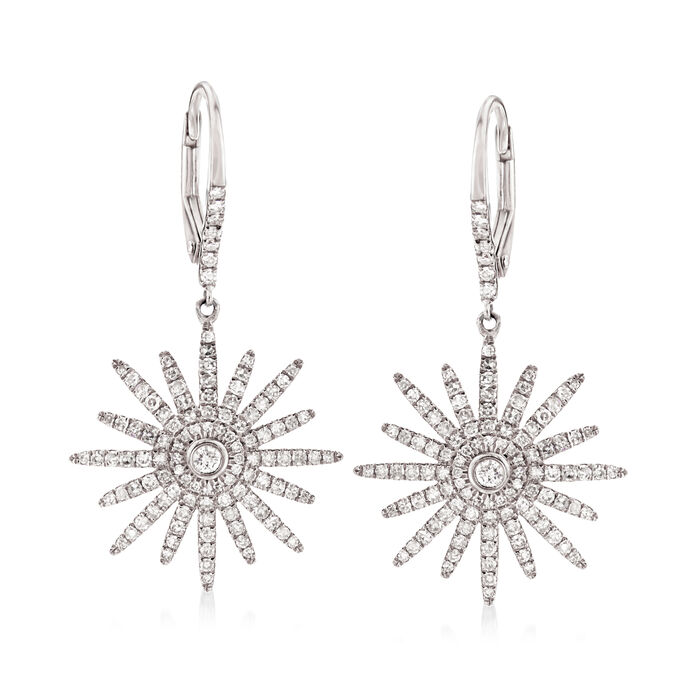 .75 ct. t.w. Diamond Starburst Drop Earrings in 18kt White Gold