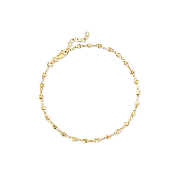 Italian 18kt Yellow Gold Over Sterling Silver Bead Station Anklet