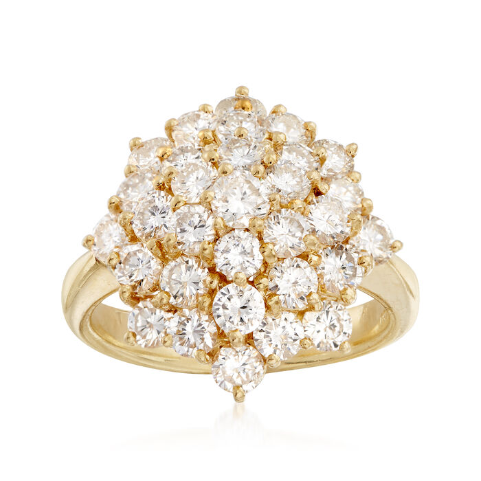 C. 1990 Vintage 2.55 ct. t.w. Diamond Cluster Ring in 18kt Yellow Gold