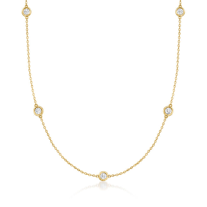 1.00 ct. t.w. Bezel-Set Diamond Station Necklace in 14kt Yellow Gold