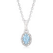 .50 Carat Aquamarine Pendant Necklace with Diamond Accents in Sterling Silver