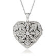 .25 ct. t.w. Diamond Floral Heart Locket Necklace in Sterling Silver