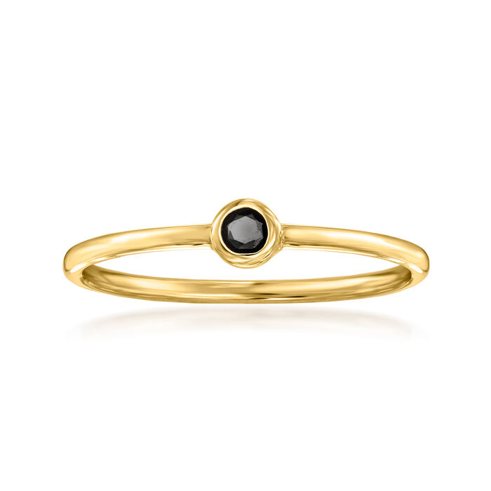 Bezel-Set Black Diamond-Accented Ring in 14kt Yellow Gold