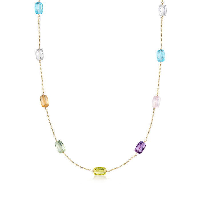 52.50 ct. t.w. Multi-Stone Station Necklace in 14kt Yellow Gold