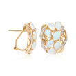 Opal and .12 ct. t.w. Diamond Earrings in 14kt Yellow Gold