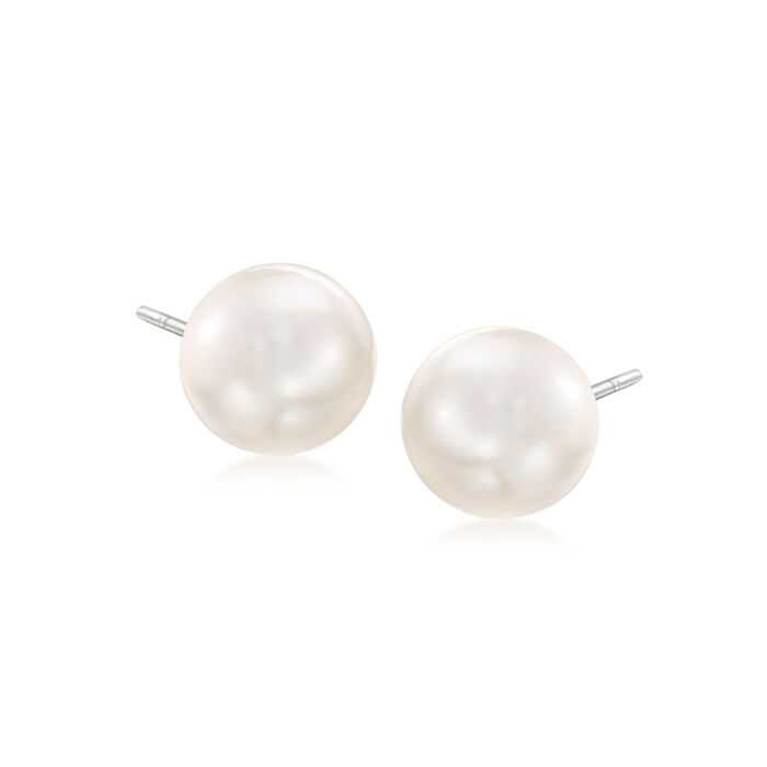 8-9mm Cultured Pearl Stud Earrings in 14kt White Gold