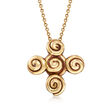 C. 1990 Vintage Tiffany Jewelry 18kt Yellow Gold Swirl Cross Pendant Necklace