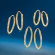 14kt Yellow Gold Jewelry Set: Three Pairs of Endless Hoop Earrings