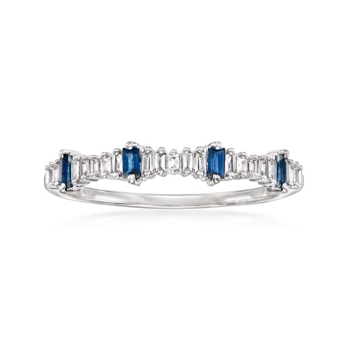 .14 ct. t.w. Diamond and .10 ct. t.w. Sapphire Stackable Ring in 14kt White Gold