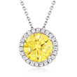 3.50 Carat Yellow CZ and .30 ct. t.w. White CZ Pendant Necklace in Sterling Silver