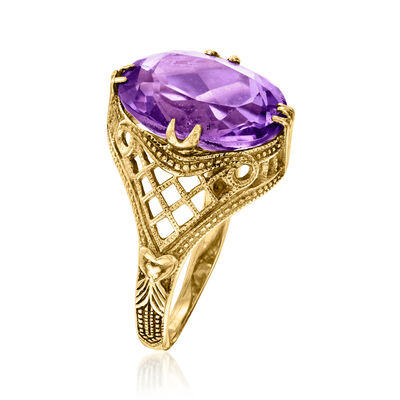C. 1950 Vintage 6.00 Carat Amethyst Ring in 14kt Yellow Gold