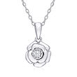 Diamond-Accented Rose Pendant Necklace in Sterling Silver