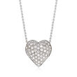 C. 1980 Vintage .80 ct. t.w. Pave Diamond Heart Necklace in 14kt White and 18kt Yellow Gold