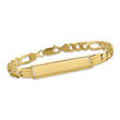 Men's 14kt Yellow Gold Three-Initial Flat Figaro-Link ID Bracelet. 8&quot;