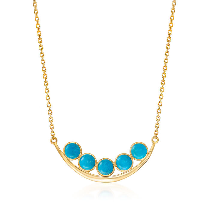 Turquoise Curved Bar Necklace in 18kt Yellow Gold Over Sterling Silver