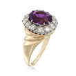 C. 1980 Vintage 2.20 Carat Amethyst and .75 ct. t.w. Diamond Ring in 14kt Yellow Gold