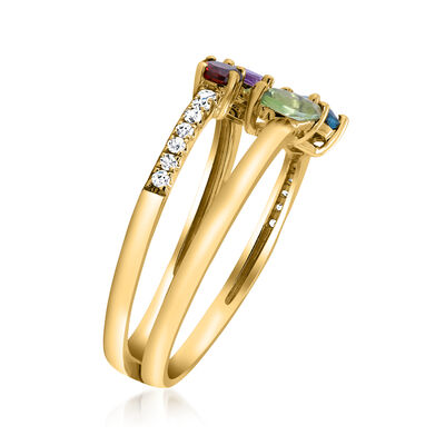 .60 ct. t.w. Multi-Gemstone and .10 ct. t.w. Diamond Open-Space Ring in 14kt Yellow Gold