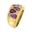 C. 1990 Vintage 2.00 ct. t.w. Amethyst Ring with Diamond Accents in 18kt Yellow Gold