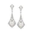 3.5-7.5mm Cultured Pearl and .11 ct. t.w. Diamond Vintage-Style Drop Earrings in Sterling Silver