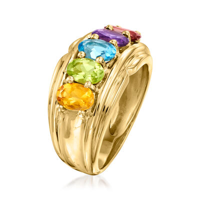 C. 1980 Vintage 2.40 ct. t.w. Multi-Gemstone Ring in 14kt Yellow Gold
